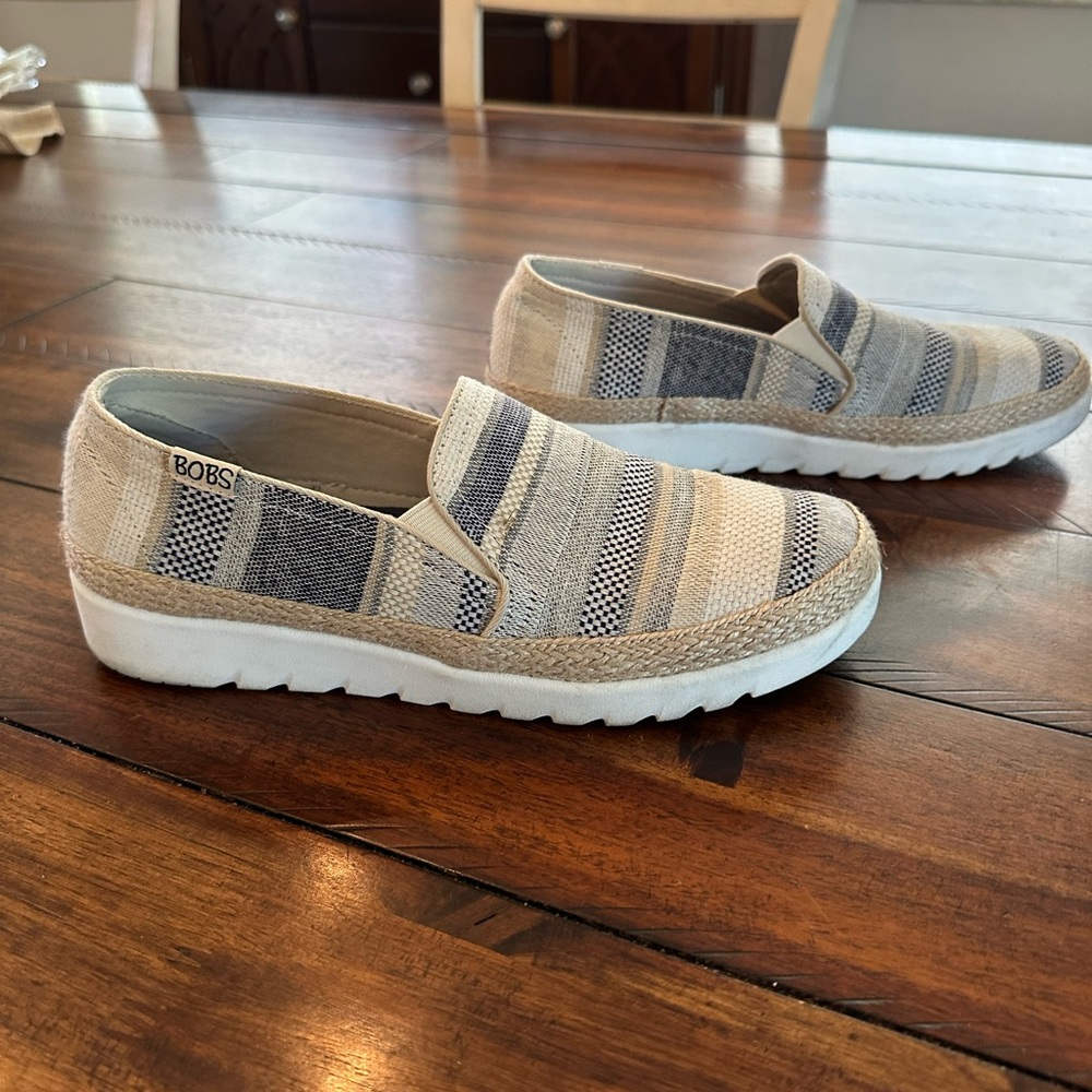 Skechers Women's Slip-On Flats - Blue and Cream Stripes